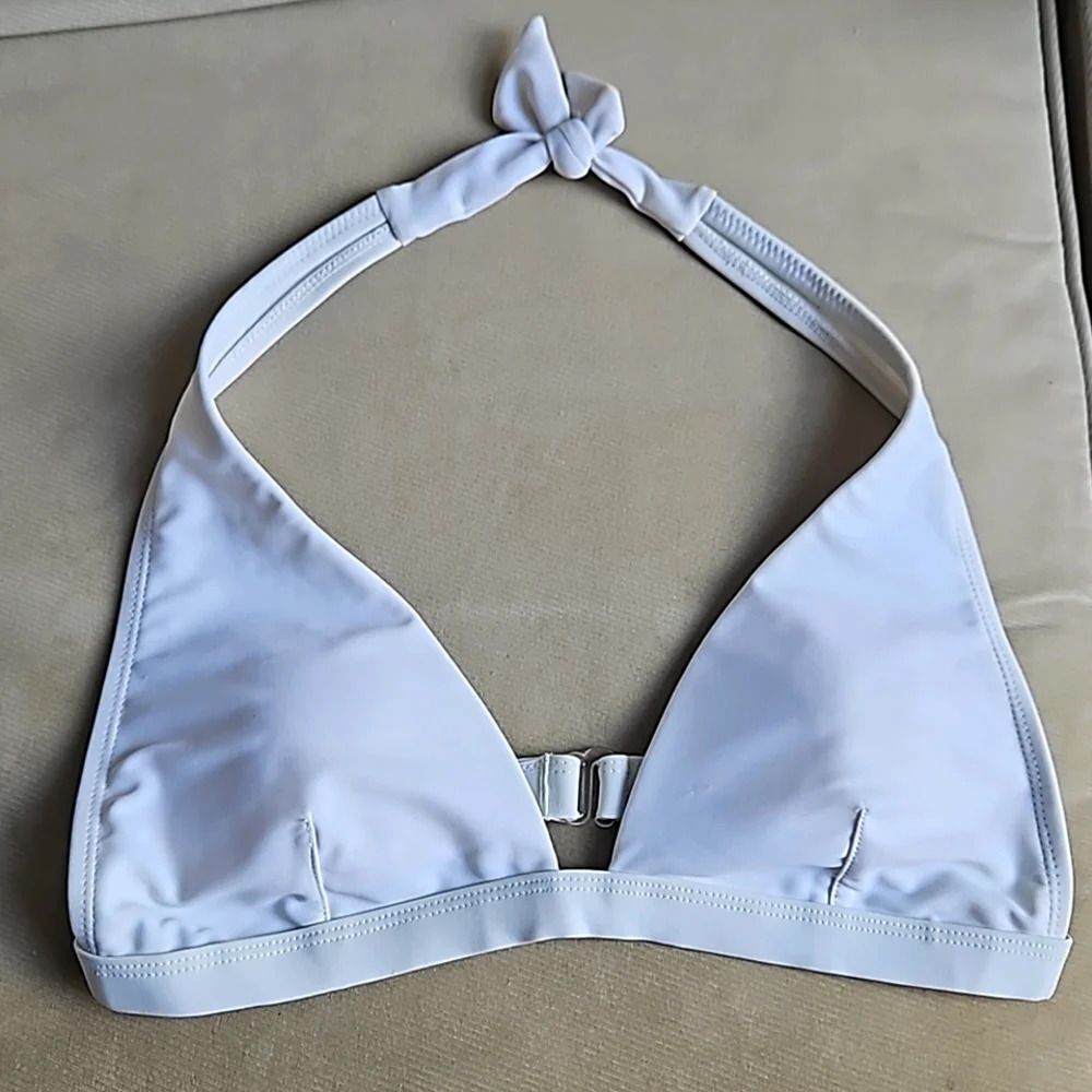 Sabina Swims white halter bikini top (fits 34B)